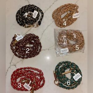 Pom Pom London black burgundy green red maple weave gold chain strap NEW